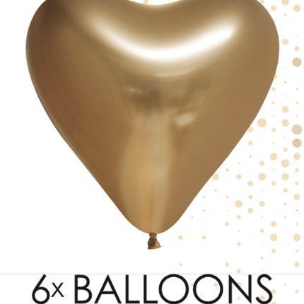 Hartjes Ballonnen Goud 30cm 6st van WeFiesta koop je bij Partywinkel