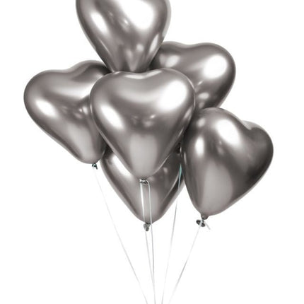 Hartjes Ballonnen Zilver 30cm 6st van WeFiesta koop je bij Partywinkel