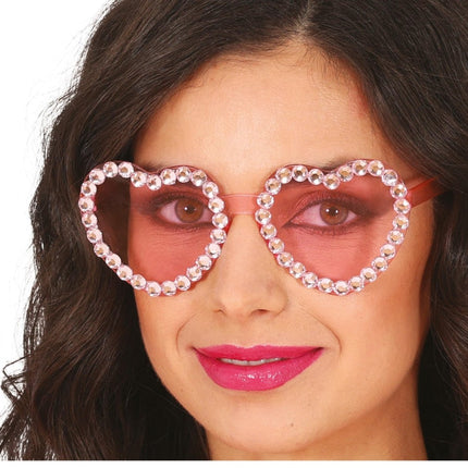 Hartjes Bril Roze Diamantjes van Fiestas Guirca koop je bij Partywinkel