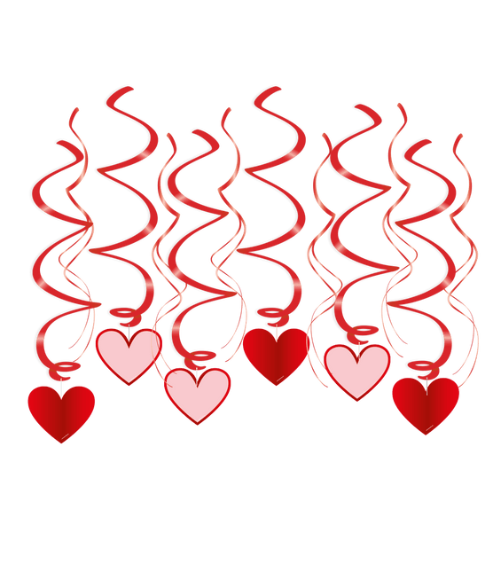 Hartjes Hangdecoratie Rood 70cm 6st van Paper Dreams koop je bij Partywinkel