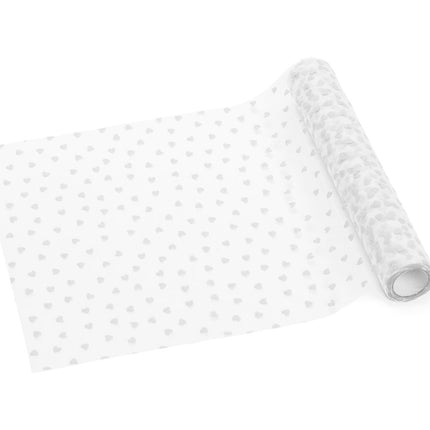 Hartjes Tafelloper Wit Tule 9m van Partydeco koop je bij Partywinkel