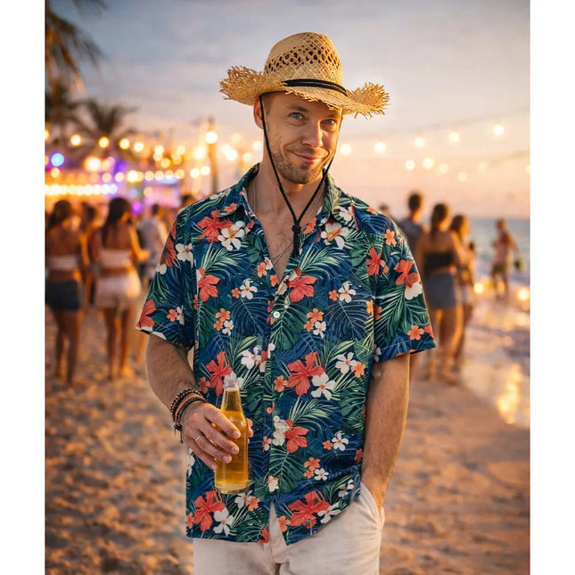 Hawaii Blouse Blauw Heren van Boland koop je bij Partywinkel