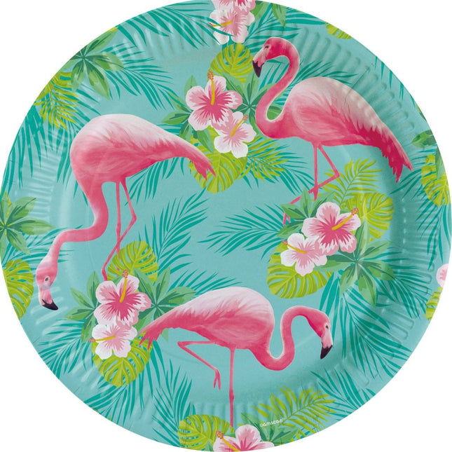 Hawaii Borden Flamingo Paradise 23cm 8st van Riethmueller koop je bij Partywinkel