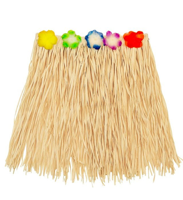 Hawaiirokje Naturel Met Bloemenriem 40cm van Widmann koop je bij Partywinkel