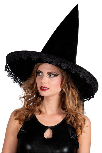 Zwarte Heksenhoed Kanten Randje van Wilbers & Wilbers koop je bij Partywinkel