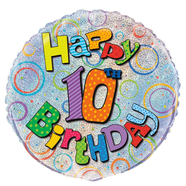 Helium Ballon 10 Jaar Glitters 45cm leeg van Unique koop je bij Partywinkel