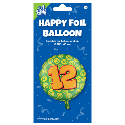 Helium Ballon 12 Jaar Gekleurd Leeg 46cm van Paper Dreams koop je bij Partywinkel