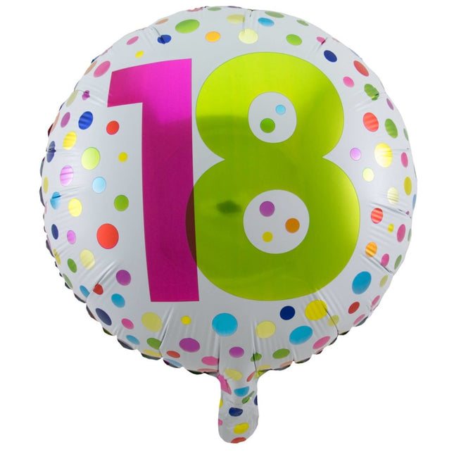 Helium Ballon 18 Jaar Stippen 45cm leeg van Folat koop je bij Partywinkel