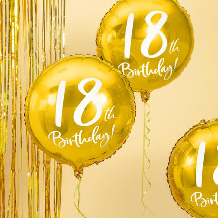 Helium Ballon 18Th Birthday Goud Leeg 45cm van Partydeco koop je bij Partywinkel