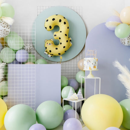 Helium Ballon 3 Jaar Cheetah Leeg 75cm van Partydeco koop je bij Partywinkel