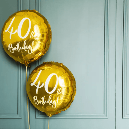 Helium Ballon 40Th Birthday Goud Leeg 45cm van Partydeco koop je bij Partywinkel