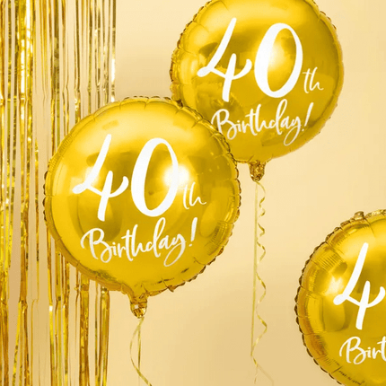 Helium Ballon 40Th Birthday Goud Leeg 45cm van Partydeco koop je bij Partywinkel