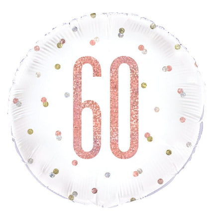 Helium Ballon 60 Jaar Rose Goud 45cm leeg van Unique koop je bij Partywinkel