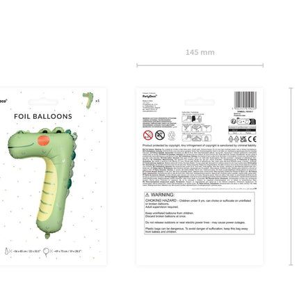 Helium Ballon 7 Jaar Krokodil Leeg 73cm van Partydeco koop je bij Partywinkel