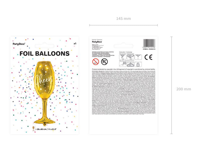 Helium Ballon Champagne Glas Leeg 80cm van Partydeco koop je bij Partywinkel