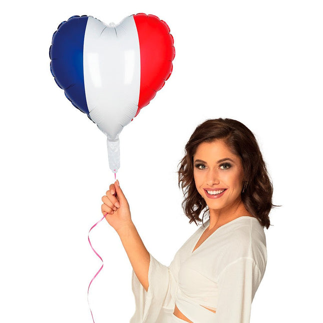Helium Ballon Frankrijk Hart 45cm van Boland koop je bij Partywinkel