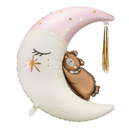 Helium Ballon Halve Maan Met Beertje Leeg 86cm van Partydeco koop je bij Partywinkel