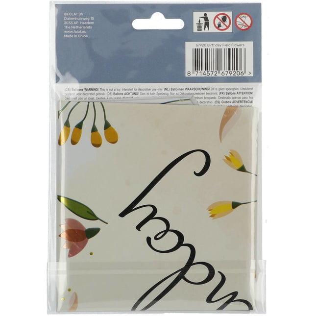 Helium Ballon Happy Birthday Bloemen Leeg 45cm van Folat koop je bij Partywinkel