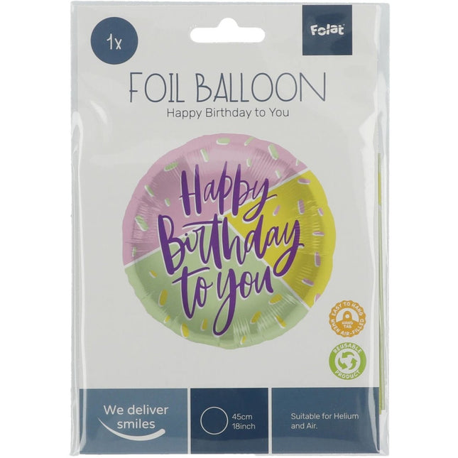Helium Ballon Happy Birthday Leeg Gekleurd 45cm van Folat koop je bij Partywinkel