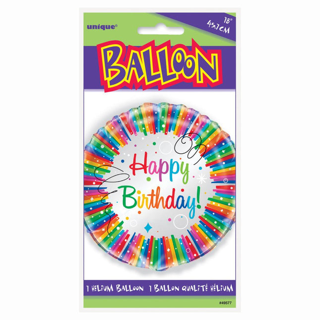 Helium Ballon Happy Birthday Linten Regenboog 45cm leeg van Unique koop je bij Partywinkel