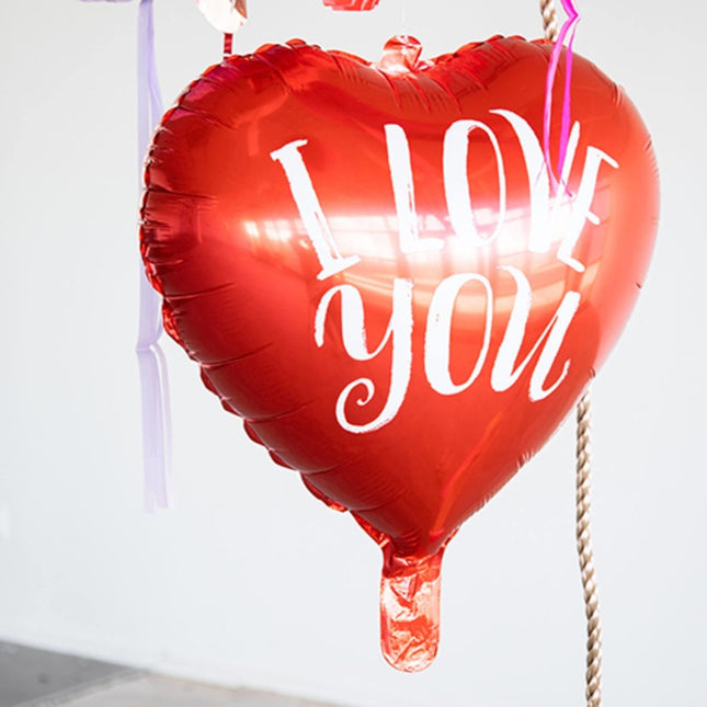 Helium Ballon Hart I Love You Rood Leeg 45cm van Folat koop je bij Partywinkel