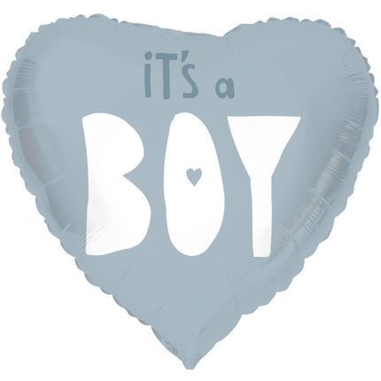 Helium Ballon Hart It'S A Boy Blauw Leeg 45cm van Folat koop je bij Partywinkel