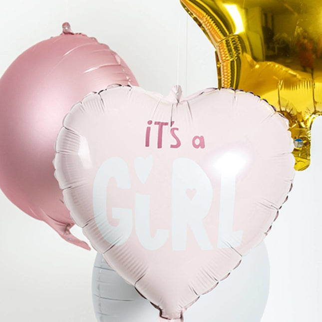 Helium Ballon Hart It'S A Girl Roze Leeg 45cm van Folat koop je bij Partywinkel
