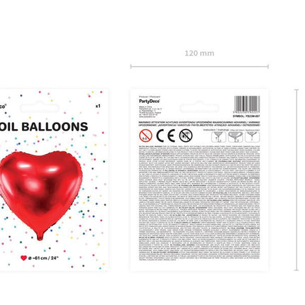 Helium Ballon Hart Rood Leeg 61cm van Partydeco koop je bij Partywinkel