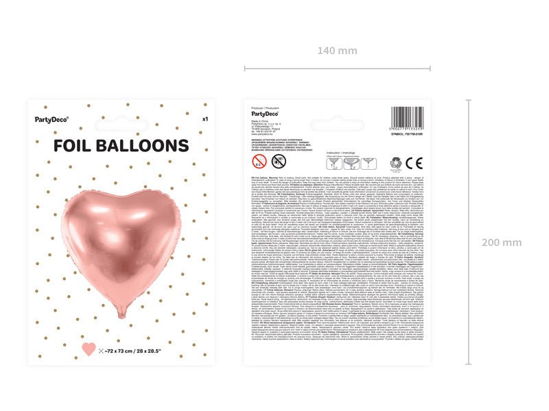 Helium Ballon Hart Rose Goud Leeg 73cm van Partydeco koop je bij Partywinkel
