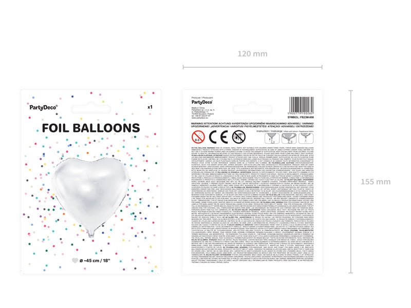 Helium Ballon Hart Wit Leeg 61cm van Partydeco koop je bij Partywinkel