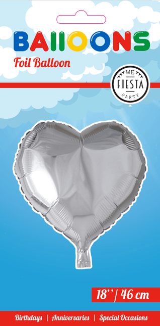 Helium Ballon Hart Zilver 45cm leeg van WeFiesta koop je bij Partywinkel