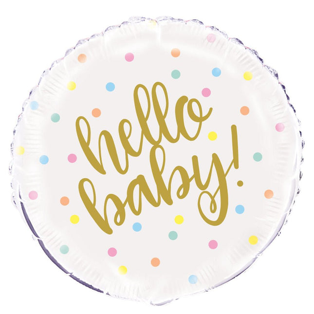 Helium Ballon Hello Baby 45cm leeg van Unique koop je bij Partywinkel