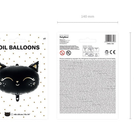 Helium Ballon Kat Zwart Leeg 48cm van Partydeco koop je bij Partywinkel