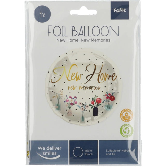 Helium Ballon New Home Bloemen Leeg 45cm van Folat koop je bij Partywinkel