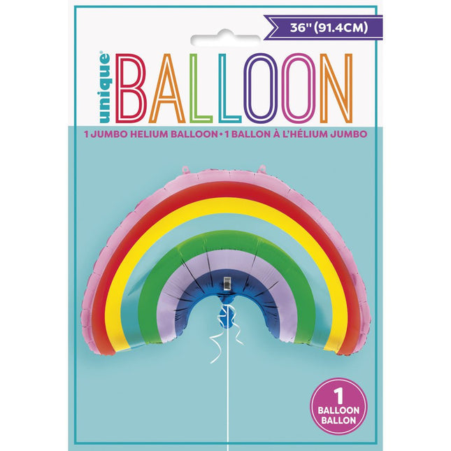 Helium Ballon Regenboog 91cm leeg van Unique koop je bij Partywinkel