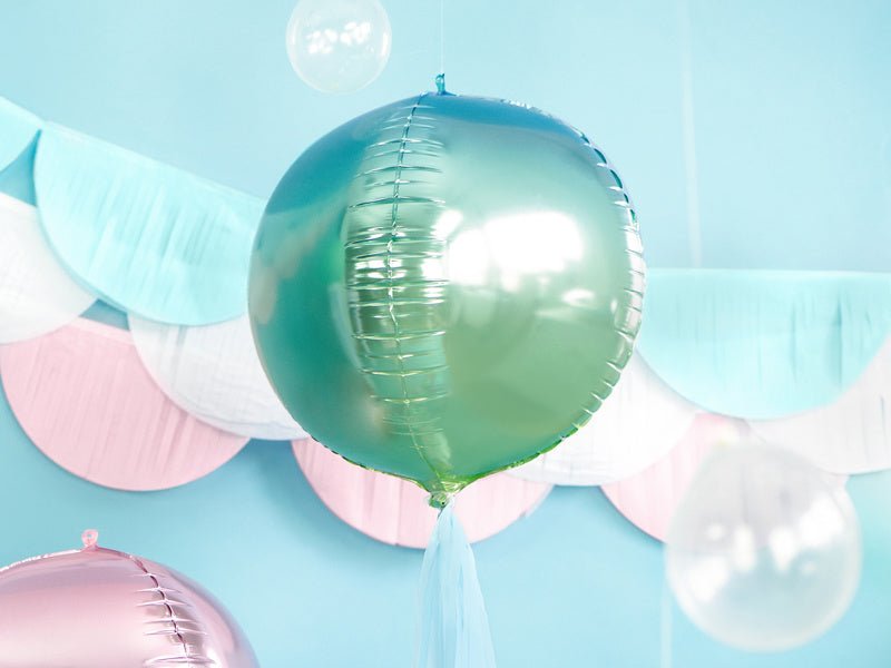 Helium Ballon Rond Blauw Groen Leeg 35cm van Partydeco koop je bij Partywinkel