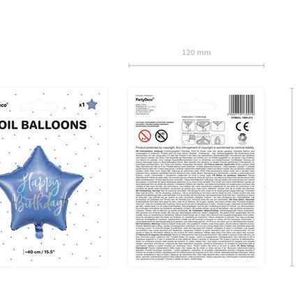 Helium Ballon Ster Happy Birthday Navy Blue Leeg 40cm van Partydeco koop je bij Partywinkel