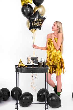 Helium Ballon Ster Happy Birthday Zwart Leeg 40cm van Partydeco koop je bij Partywinkel