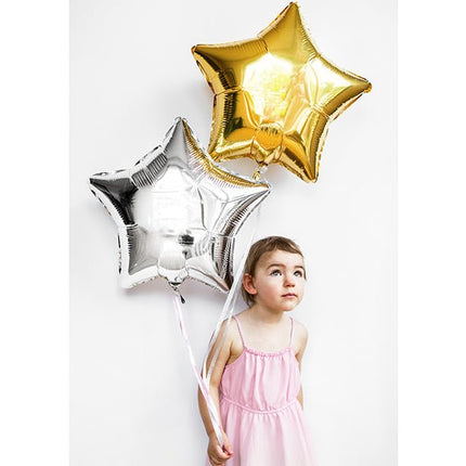 Helium Ballon Ster Zilver Leeg 48cm van Partydeco koop je bij Partywinkel
