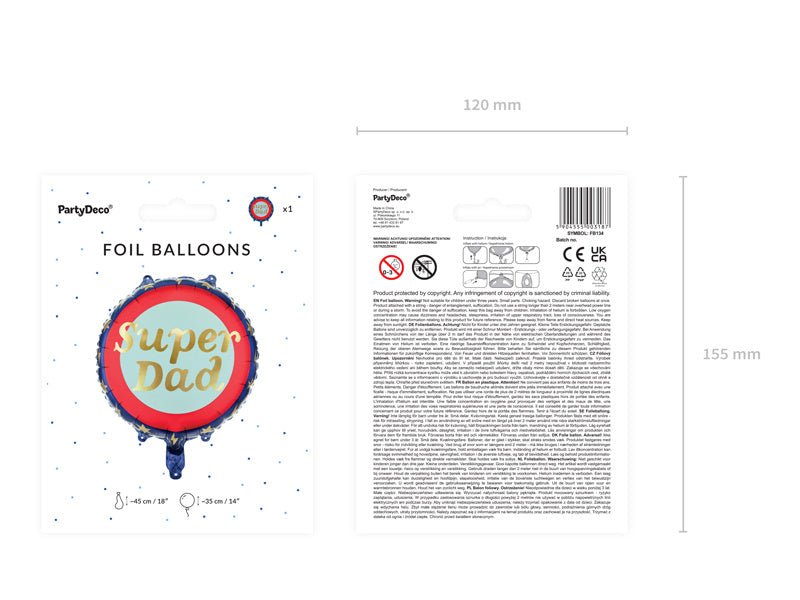 Helium Ballon Super Dad Leeg 45cm van Partydeco koop je bij Partywinkel