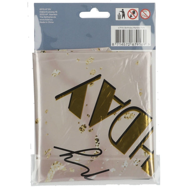 Helium Ballon Verjaardag Marmer Roze Goud Leeg 45cm van Folat koop je bij Partywinkel