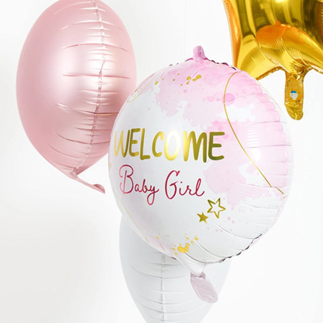 Helium Ballon Welcome Meisje Roze Leeg 45cm van Folat koop je bij Partywinkel