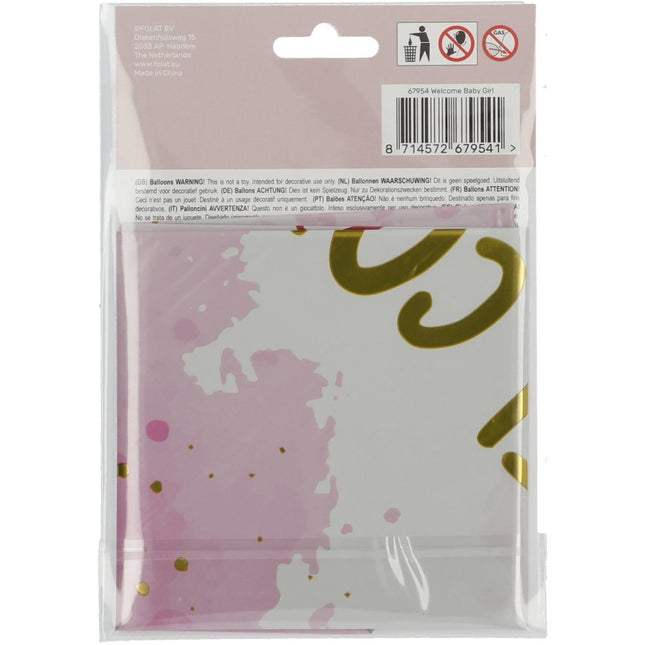 Helium Ballon Welcome Meisje Roze Leeg 45cm van Folat koop je bij Partywinkel