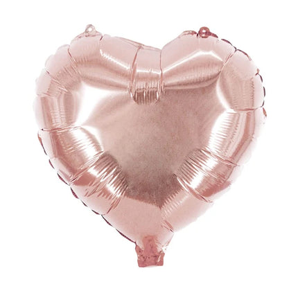 Hjärtformad heliumballong i roséguld, blank, tom, 45 cm