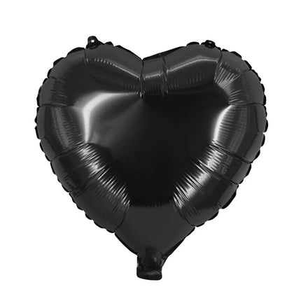 Hjärtformad heliumballong, svart, tom, 45 cm