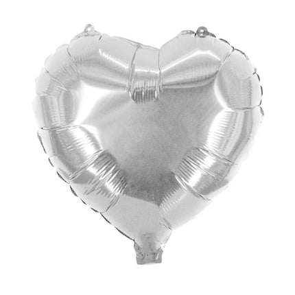 Hjärtformad heliumballong, silverglänsande, tom, 45 cm