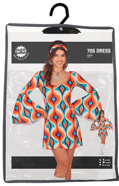 Hippie 60S Kostuum Blauw Oranje Dames van Fiestas Guirca koop je bij Partywinkel