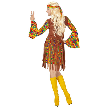 Hippie 60S Kostuum Bruin Dames 3 delig van Widmann koop je bij Partywinkel