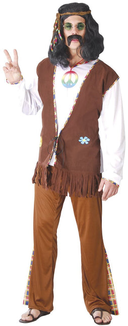 Hippie 60S Kostuum Bruin Wit Heren van Fiestas Guirca koop je bij Partywinkel
