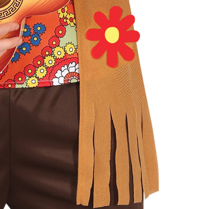 Hippie 60S Kostuum Gekleurd Heren Met Bruin Vest van Fiestas Guirca koop je bij Partywinkel